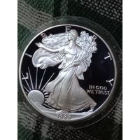 США 1 доллар 1989 пруф 1унция серебра редкий