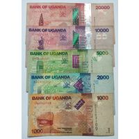 Уганда 5+1, 20000-10000-5000-2000-1000+ шиллингов F  255