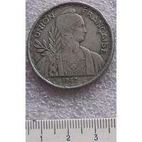 Монета 1 пиастр Индонезия Франция 1947