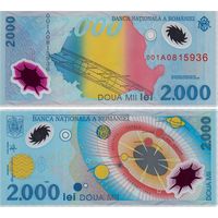 Румыния 2000 лей  1999  год  UNC  (полимер)