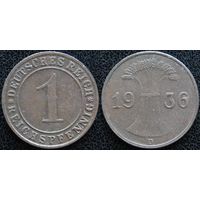 YS: Германия, 1 рейхспфенниг 1936D, KM# 37 (2)