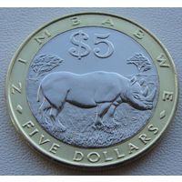 Зимбабве. 5 долларов 2002 год KM#13