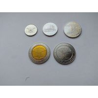 Йемен. 1993-2009 год. Набор 5 монет -1,5,10,20,20 риалов.
