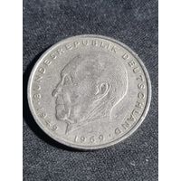 Германия  2 марки 1974 D Конрад Аденауэр