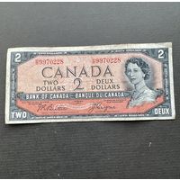Распродажа! Канада 2 доллара 1954 г. , devil head, редкая