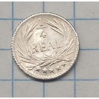 Гватемала 1/4 реала 1895г. серебро  km162