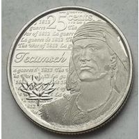Канада 25 центов 2012 г. Война 1812 года. Вождь Шайенов Текумсе