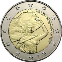 2 евро 2014 50 лет Независимости Мальты. UNC из ролла
