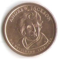 1 доллар США 2008 год 7-й Президент Эндрю Джексон _состояние XF+/аUNC