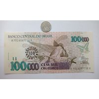 Werty71 Бразилия 100 крузейро реал 1993 100000 UNC банкнота
