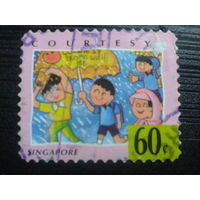 Сингапур, 1996. Молодежь и вежливость, поделиться зонтом