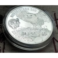 Медно-никелевый сплав с серебряным покрытием! Британские Виргинские острова 1 доллар, 2017 Белая сова