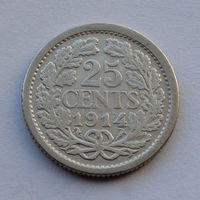 Нидерланды 25 центов, 1914