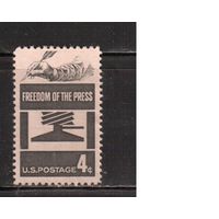 США-1958, (Мих.738), * (без клея), Свобода прессы (одиночка) ,