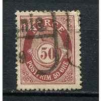 Норвегия - 1909/1920 - Цифры 50 O - (есть тонкое место) - [Mi.87A] - 1 марка. Гашеная.  (Лот 50EC)-T5P5