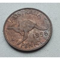 Австралия 1 пенни, 1958 - точка,  Перта 5-14-5
