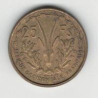 Французская Западная Африка 25 франков 1956 года. Нечастая! Состояние aUNC!