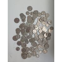 108 монет  США. 5 центов .дайм ,1/4 доллара