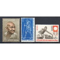 100 лет со дня рождения Ганди Индия 1969 год 3 марки