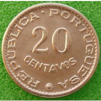 Мозамбик. "Португальский" 20 сентаво 1961 года  КМ#85  Тираж: 12.500.000 шт
