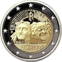 2 Евро Италия 2016 2200 лет со дня смерти Тита Плавта UNC