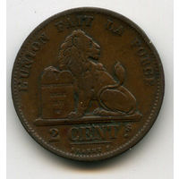 2 сантима 1870 Бельгия качество