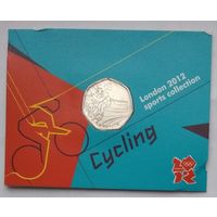Великобритания 50 пенсов 2011 г. XXX летние Олимпийские Игры, Лондон 2012. Велоспорт. В карточке
