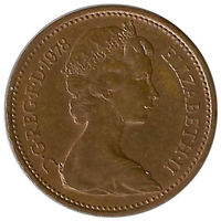 Англия 1 новый пенни 1978