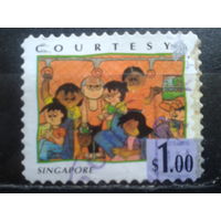 Сингапур, 1996. Молодежь и вежливость, уступать место в автобусе пожилым, Mi- 1,90 евро гаш