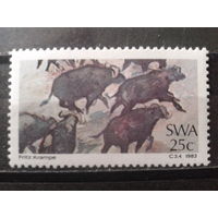 Юго-Западная Африка, колония Англии 1983 Стадо буйволов, живопись Фрица Крампе**