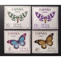 Ифни (Испанская) \52ф\1966 (Mi. 250-253) ФАУНА АФРИКИ. бабочки