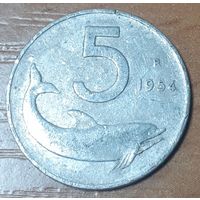 Италия 5 лир, 1954 (14-18-40)