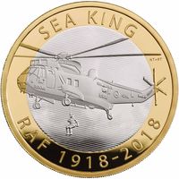 Великобритания 2 фунта 2018г. "Авиация RAF: Sea King". Монета в капсуле; подарочном футляре; сертификат; коробка. СЕРЕБРО 12гр.