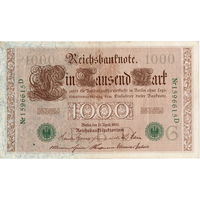 Германия, 1000 марок, 1910 г., печать зеленая *