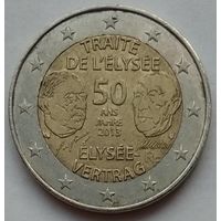 Франция 2 евро 2013 г. 50 лет со дня подписания Елисейского договора