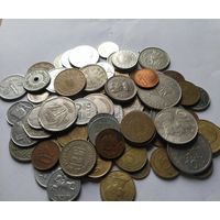 Сборный лот монеты Европы Азии Африки 48 штук