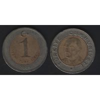 Турция km1169 1 новая лира 2005 год (om00)