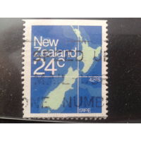 Новая Зеландия 1982 Карта страны, марка из буклета Михель-2,0 евро гаш