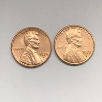 1 цент США 1974 D и 1975 D - 2 монеты