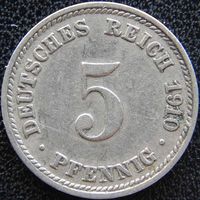 YS: Германия, Рейх, 5 пфеннигов 1910D, KM# 11 (1)