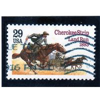 США.Ми-2353. Скачки Cherokee Strip Land Run. Сто лет.1893-1993.