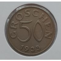 Австрия 50 грошей 1935 г. В холдере