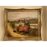 Большая Картина Маслом Женщины Пейзаж в раме