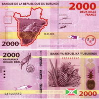 Бурунди  2000 франков 2018 год UNC