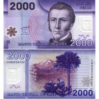 Чили 2000 песо  2021 год  UNC  (полимер с голограммным портретом)