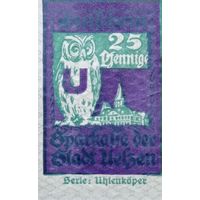 Werty71 Германия Нотгельд 25 пфеннигов 1922 Банкнота 22Б Сова