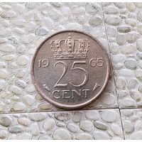 25 центов 1965 года Нидерланды. Королева Юлиана.