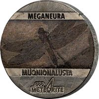 Ниуэ 5 центов 2021г. "Динозавры на метеорите: Меганевра". Монета в капсуле; сертификат. МЕТЕОРИТ - Muonionalusta. 5 гр.