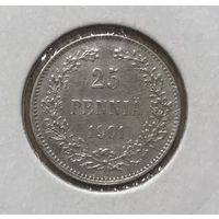 Финляндия 25 пенни  1901 L в холдере