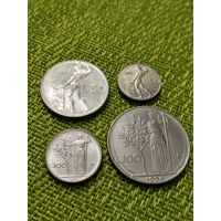 Италия 50,100 лир набор 4 монеты